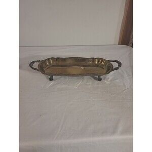 VTG Silverplate Bread/Relish/pickle  Tray Footed Handles 14.25" x 5.5" Leonard